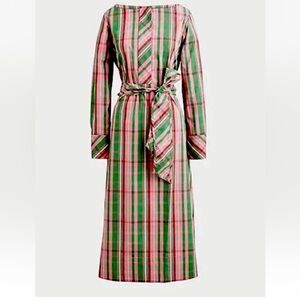 NWT $248 J Crew Pink and Green Plaid Shirts Dress Sz 00